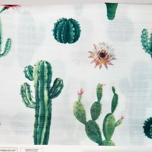 Summer Cactus Fabric Shower Curtain Flowers Cacti Green Pink Desert